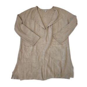 Barefoot Dreams Jacket CozyChic Ultra Lite Wide Collar Cardigan Beige Women's S